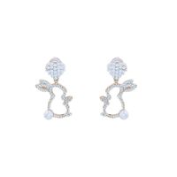 Korean Style Rabbit Alloy Inlay Artificial Gemstones Women's Drop Earrings main image 2