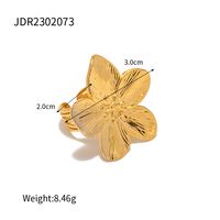 Ins Style Flower Butterfly Stainless Steel Plating Inlay Turquoise 18k Gold Plated Rings Earrings sku image 3