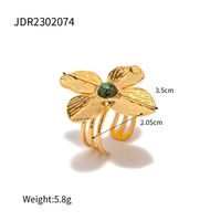 Ins-stil Blume Schmetterling Rostfreier Stahl Überzug Inlay Türkis 18 Karat Vergoldet Ringe Ohrringe sku image 2