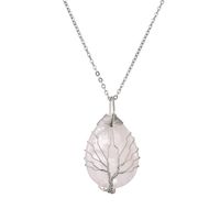 Casual Simple Style Tree Water Droplets Heart Shape Stainless Steel Natural Stone Crystal Pendant Necklace In Bulk sku image 7