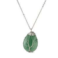 Casual Simple Style Tree Water Droplets Heart Shape Stainless Steel Natural Stone Crystal Pendant Necklace In Bulk sku image 4