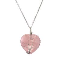 Casual Simple Style Tree Water Droplets Heart Shape Stainless Steel Natural Stone Crystal Pendant Necklace In Bulk sku image 5