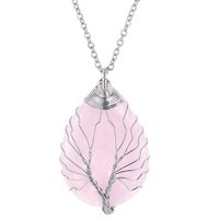 Casual Simple Style Tree Water Droplets Heart Shape Stainless Steel Natural Stone Crystal Pendant Necklace In Bulk sku image 1