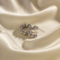 1 Pair Ins Style Twist Stainless Steel Plating Titanium Steel White Gold Plated Earrings main image 5
