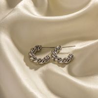 1 Pair Ins Style Twist Stainless Steel Plating Titanium Steel White Gold Plated Earrings main image 1