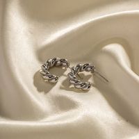 1 Pair Ins Style Twist Stainless Steel Plating Titanium Steel White Gold Plated Earrings main image 3