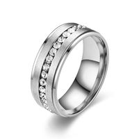 Casual Simple Style Circle Stainless Steel Inlay Zircon Rings main image 3