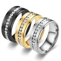 Casual Simple Style Circle Stainless Steel Inlay Zircon Rings main image 2