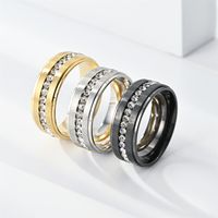 Casual Simple Style Circle Stainless Steel Inlay Zircon Rings main image 1