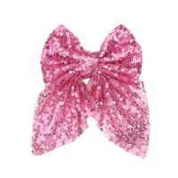 Sweet Simple Style Bow Knot Sequin Handmade Hair Clip sku image 4