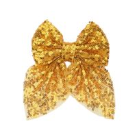 Sweet Simple Style Bow Knot Sequin Handmade Hair Clip sku image 3