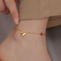 Sweet Simple Style Star Paper Airplane Titanium Steel Plating 18k Gold Plated Women's Anklet sku image 1