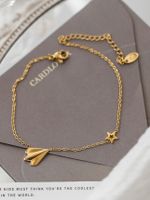 Sweet Simple Style Star Paper Airplane Titanium Steel Plating 18k Gold Plated Women's Anklet main image 2
