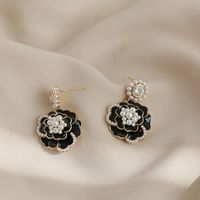 Elegant Retro Flower Alloy Inlay Artificial Gemstones Women's Earrings sku image 25