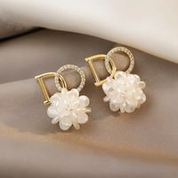 Elegant Retro Flower Alloy Inlay Artificial Gemstones Women's Earrings sku image 65