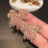 Elegant Retro Flower Alloy Inlay Artificial Gemstones Women's Earrings sku image 68