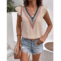 Women's T-shirt Short Sleeve T-shirts Patchwork Basic Solid Color main image 5