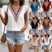 Women's T-shirt Short Sleeve T-shirts Patchwork Basic Solid Color main image 1