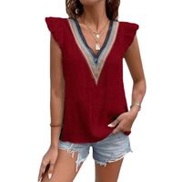 Women's T-shirt Short Sleeve T-shirts Patchwork Basic Solid Color main image 4