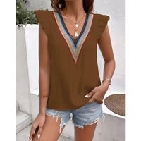 Women's T-shirt Short Sleeve T-shirts Patchwork Basic Solid Color main image 2
