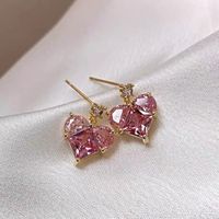 Sweet Heart Shape Alloy Rhinestone Women's Drop Earrings main image 6