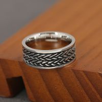 Punk Round Stainless Steel Men's Wide Band Ring main image 4