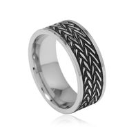 Punk Round Stainless Steel Men's Wide Band Ring sku image 1