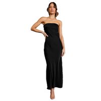 Women's A-line Skirt Elegant Boat Neck Zipper Sleeveless Solid Color Maxi Long Dress Banquet main image 5