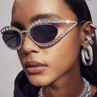 Y2k Hip-hop Punk Color Block Pc Special-shaped Mirror Diamond Frameless Women's Sunglasses main image 1