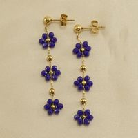 304 Stainless Steel Artificial Crystal 18K Gold Plated Vacation Sweet Plating Flower Earrings Necklace main image 3