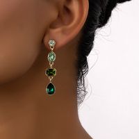 Glam Geometric Alloy Inlay Rhinestones Women's Drop Earrings main image 4