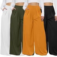 Women's Daily Casual Solid Color Full Length Button Wide Leg Pants main image 1