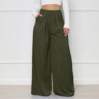 Women's Daily Casual Solid Color Full Length Button Wide Leg Pants main image 5