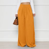 Women's Daily Casual Solid Color Full Length Button Wide Leg Pants main image 4