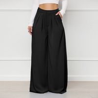 Women's Daily Casual Solid Color Full Length Button Wide Leg Pants main image 3