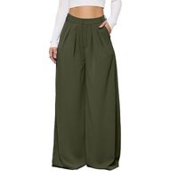 Women's Daily Casual Solid Color Full Length Button Wide Leg Pants main image 2
