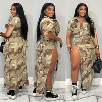 Women's Streetwear Camouflage Spandex Polyester Printing Skirt Sets main image 5