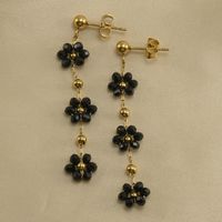 304 Stainless Steel Artificial Crystal 18K Gold Plated Vacation Sweet Plating Flower Earrings Necklace sku image 1