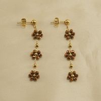 304 Stainless Steel Artificial Crystal 18K Gold Plated Vacation Sweet Plating Flower Earrings Necklace sku image 4