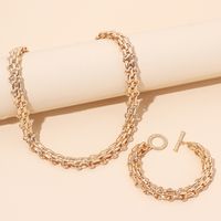 Hip-hop Geometric Metal Necklace Bracelet Set sku image 4