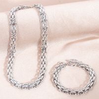 Hip-hop Geometric Metal Necklace Bracelet Set sku image 5