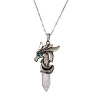 Vintage Style Hippocampus Stainless Steel Inlay Natural Stone Pendant Necklace sku image 4