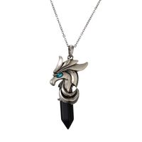 Vintage Style Hippocampus Stainless Steel Inlay Natural Stone Pendant Necklace sku image 3