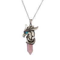Vintage Style Hippocampus Stainless Steel Inlay Natural Stone Pendant Necklace main image 3