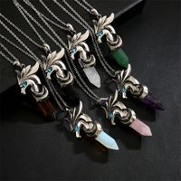 Vintage Style Hippocampus Stainless Steel Inlay Natural Stone Pendant Necklace main image 1