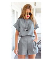 Women's Casual Basic Classic Style Simple Solid Color Linen Spandex Polyester Elastic Waist Shorts Sets main image 5