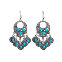 1 Pair Bohemian Water Droplets Tassel Alloy Inlay Turquoise Women's Drop Earrings sku image 25