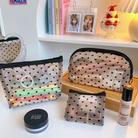 Bolso Cosmético Con Cremallera Cuadrada De Estilo Clásico Con Forma De Corazón De Nailon Para Mujer main image 1