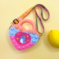Kid's Small Silica Gel Color Block Star Heart Shape Cute Zipper Crossbody Bag sku image 2