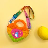 Kid's Small Silica Gel Color Block Star Heart Shape Cute Zipper Crossbody Bag sku image 4